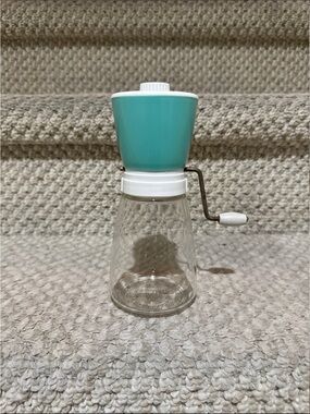 Hand-Crank Spice Grinder Mill in Teal and White